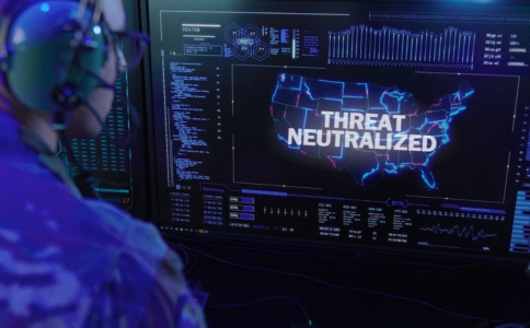 computer screen showing a missile threat detected